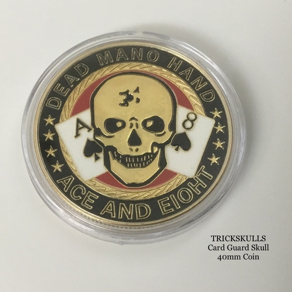 Card Guard Skeleton Skull Enamel Coin Stainless Locket 45-60cm Wheat Link Chain - Picture 4 of 8